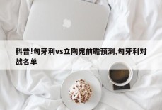 科普!匈牙利vs立陶宛前瞻预测,匈牙利对战名单