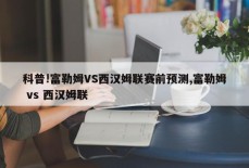 科普!富勒姆VS西汉姆联赛前预测,富勒姆 vs 西汉姆联