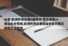 科普!欧洲杯预选赛G组预测:塞尔维亚vs黑山比分预测,欧洲杯预选赛保加利亚对塞尔维亚比分预测