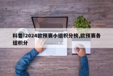 科普!2024欧预赛小组积分榜,欧预赛各组积分