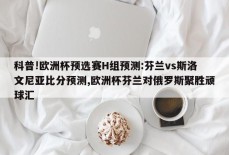 科普!欧洲杯预选赛H组预测:芬兰vs斯洛文尼亚比分预测,欧洲杯芬兰对俄罗斯聚胜顽球汇