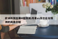 欧洲杯预选赛H组预测:丹麦vs芬兰比分预测的简单介绍