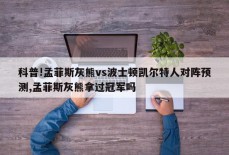 科普!孟菲斯灰熊vs波士顿凯尔特人对阵预测,孟菲斯灰熊拿过冠军吗