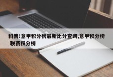 科普!意甲积分榜最新比分查询,意甲积分榜 联赛积分榜