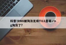 科普!RNG被淘汰无缘TI11直邀,rng淘汰了?