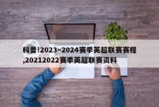 科普!2023～2024赛季英超联赛赛程,20212022赛季英超联赛资料